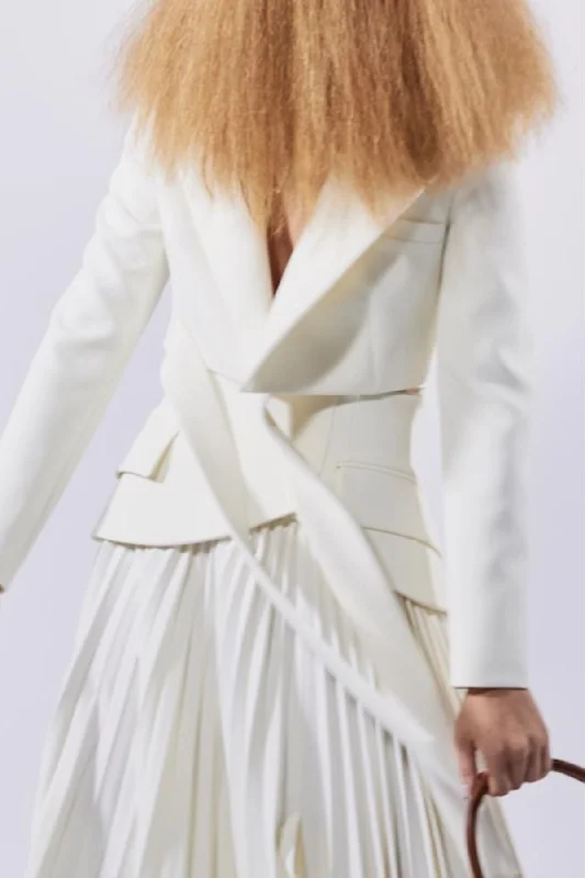 A.W.A.K.E Mode Cropped Wrap Around Blazer - Ivory