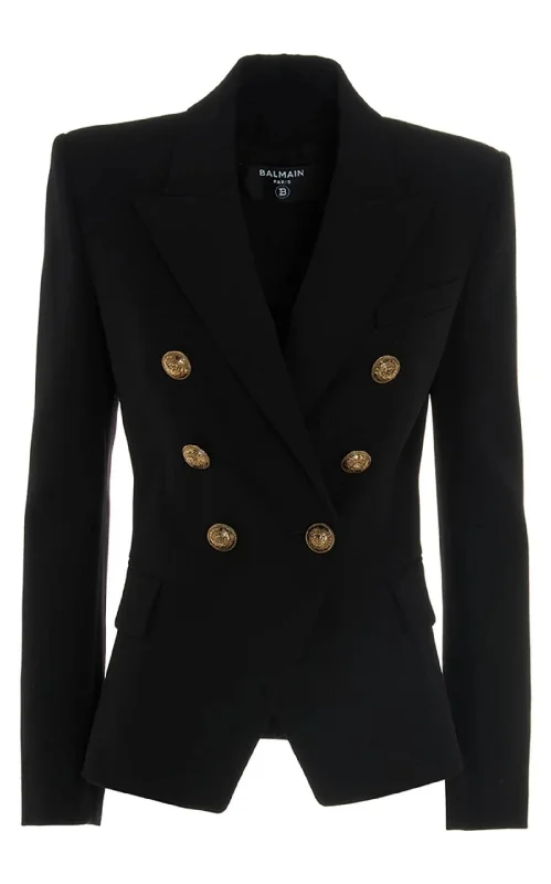 Black Wool Classic Double-Breasted Blazer