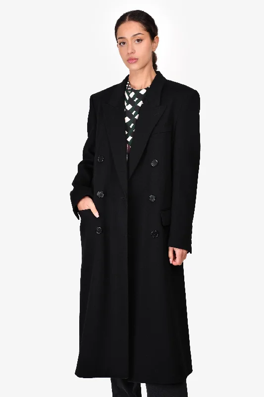 Celine Black Wool Double Breasted Coat Size 34