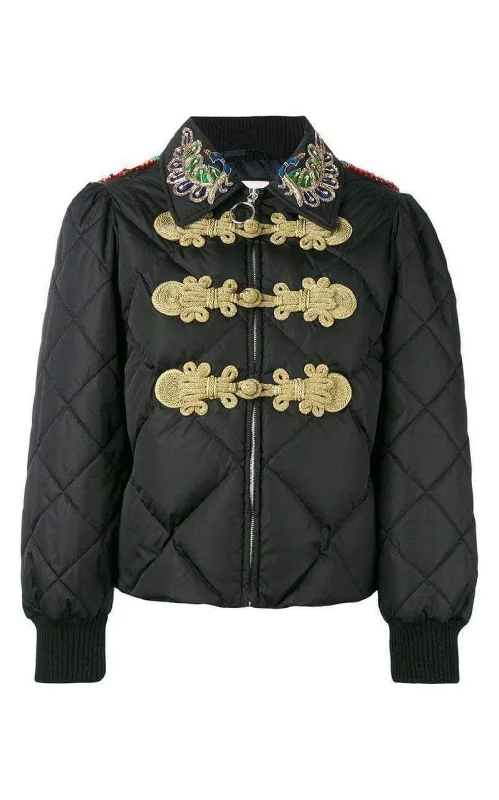 Embroidered Quilted Bomber Jacket