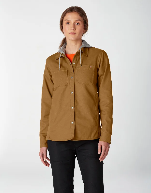 Dickies Women's Hooded Snap-Up Duck Shirt Jacket