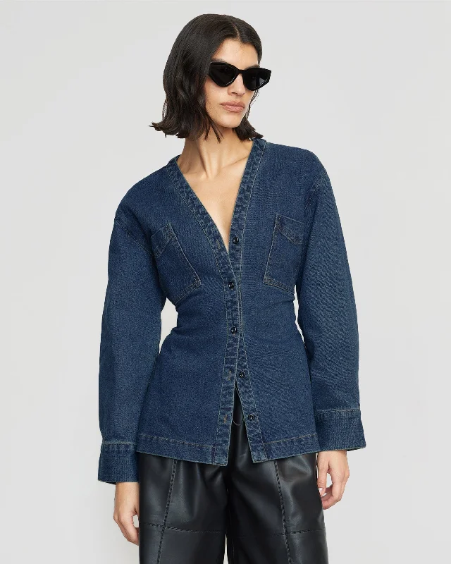 Emmett Structured-Sleeve Denim Jacket