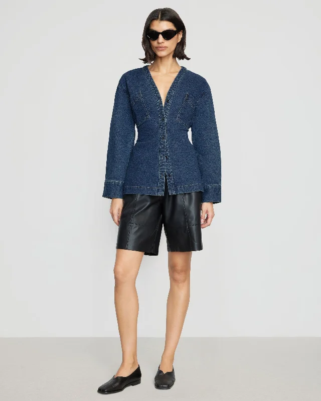 Emmett Structured-Sleeve Denim Jacket