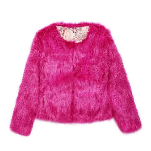 Faux Fur Coat for Women Autumn Winter Casual Concise Solid Color Female Long Fur Short Jacket Thick Coat New