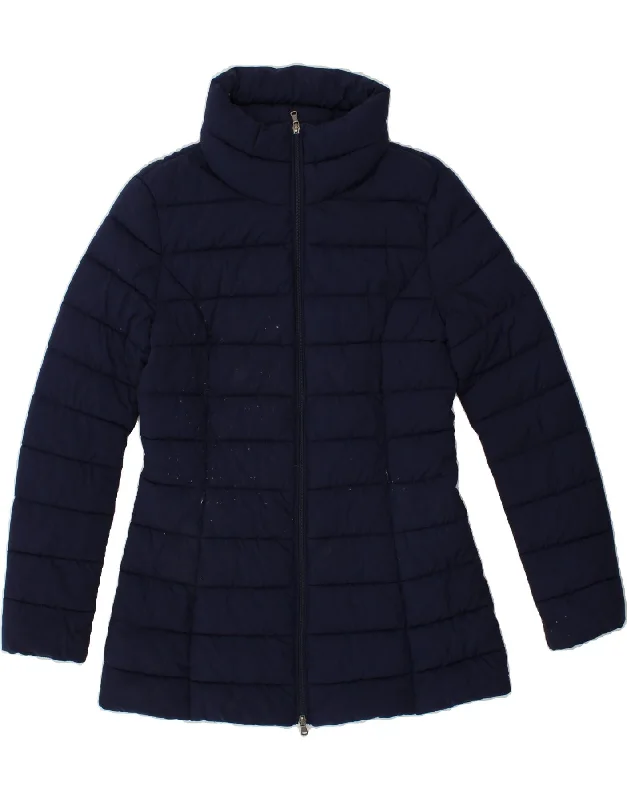 GUESS Womens Padded Coat UK 14 Large Navy Blue Polyamide