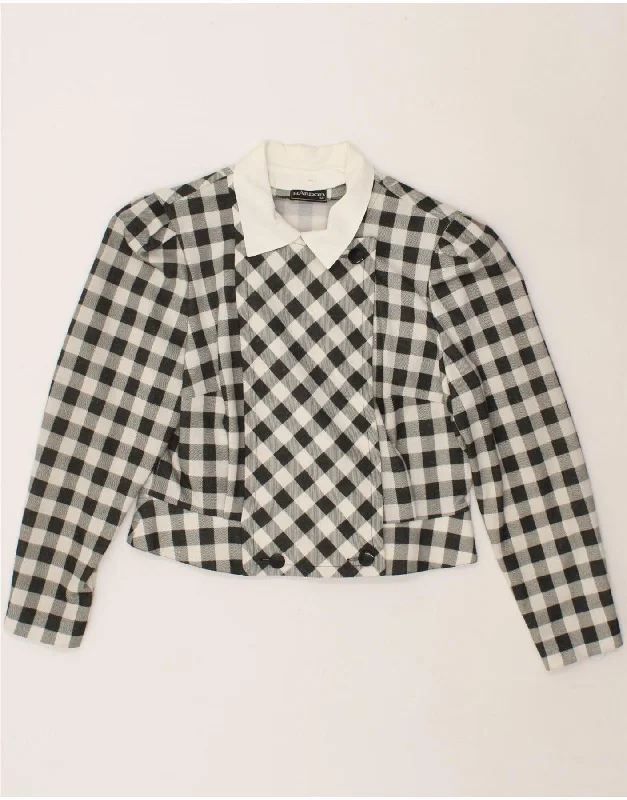 HARDOB Womens Bomber Jacket IT 44 Medium Black Gingham Polyester