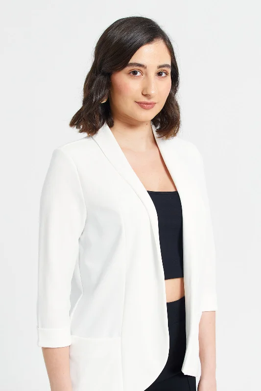 Ivory Rolled Sleeve Round Blazer