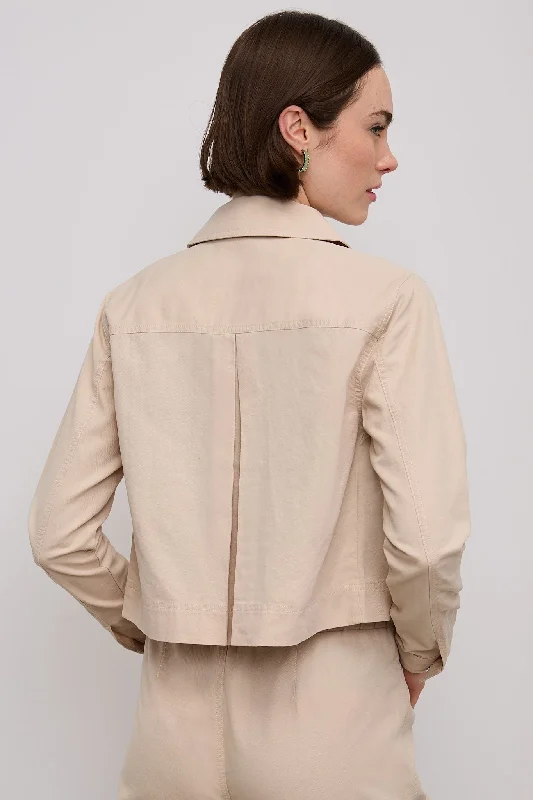 Linen blend crop utility jacket