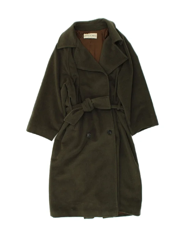 LORETTA DI LORENZO Womens Double Breasted Coat IT 42 Medium Khaki