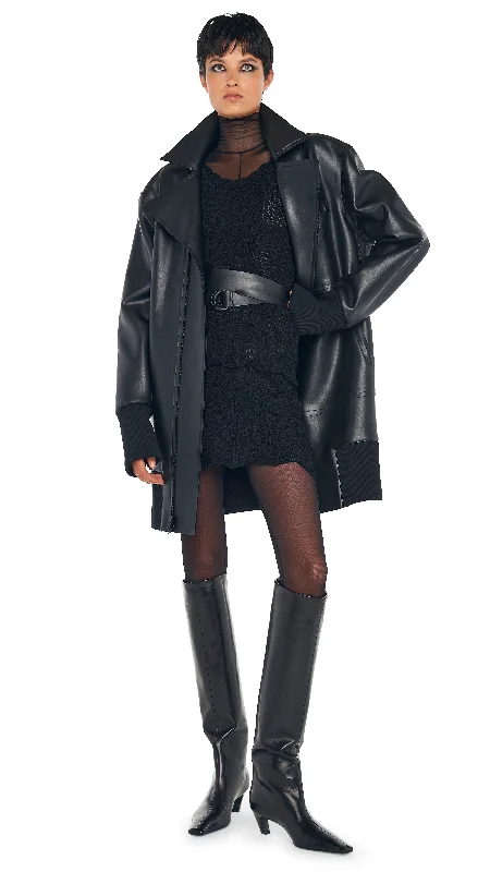 OVERSIZED MOTO JACKET ABOVE THE KNEE