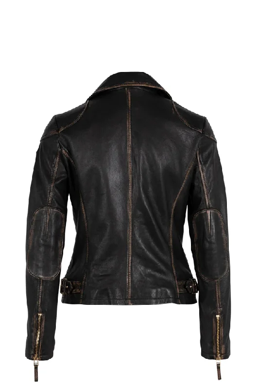 Peggie Leather Jacket - Black Beige