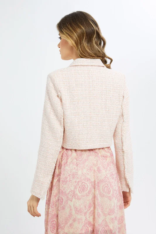 Women Pink Textured Jacket