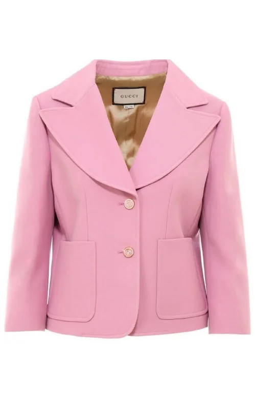 Pink Silk and Wool Blazer Jacket