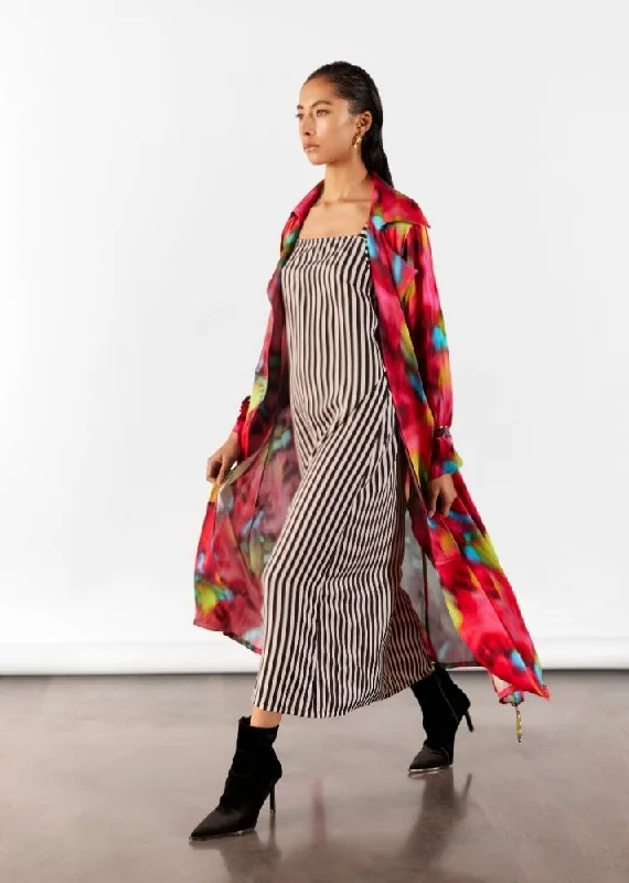 Poppy Trench Coat With Striped Slip Dress