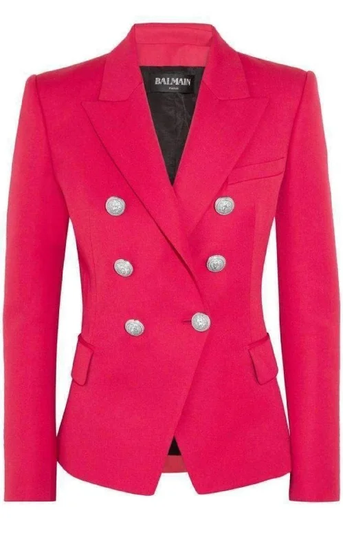 Red Double Breasted Wool Jacket