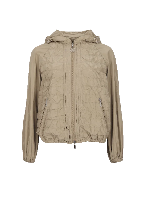 ruched hooded nylon jacket