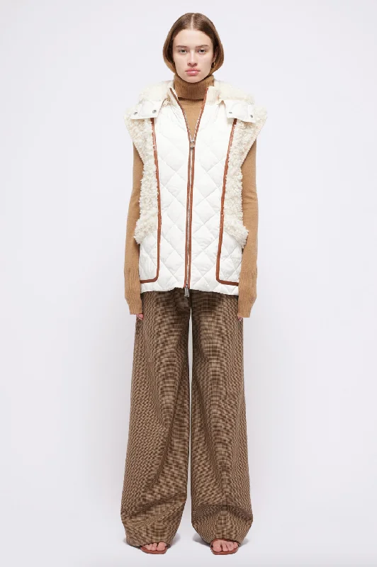 Sarai Shearling Hooded Vest - Eggshell