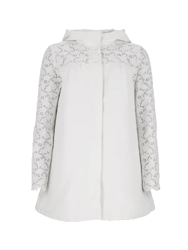 silk-blend broderie anglaise hooded jacket