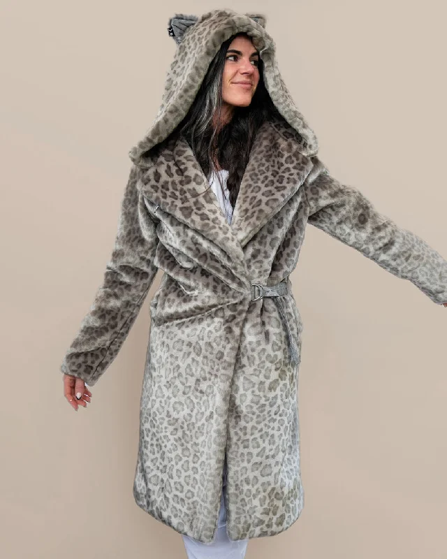 Silver Leopard Classic Luxe Faux Fur Wrap Calf Coat | Women's