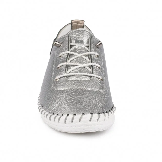 ST IVES LEATHER PLIMSOLE Silver