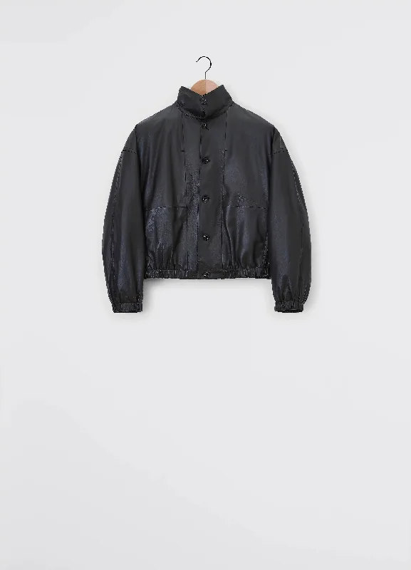 STAND COLLAR LEATHER BLOUSON