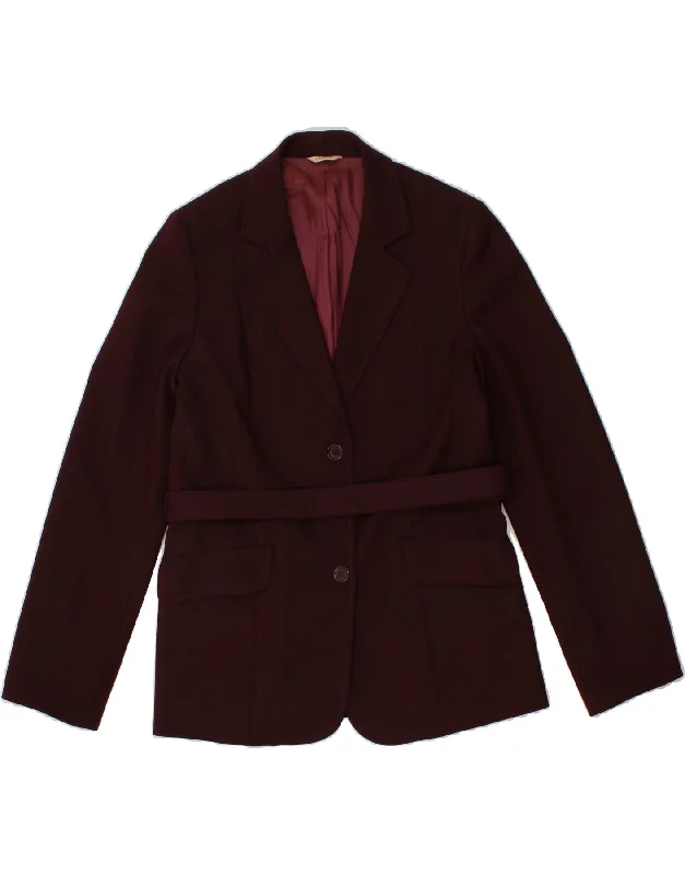 STEFANEL Womens 3 Button Blazer Jacket IT 44 Medium Burgundy Polyester