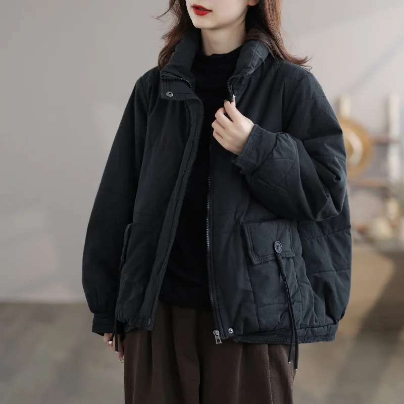 Women Casual Winter Solid Cotton Coat