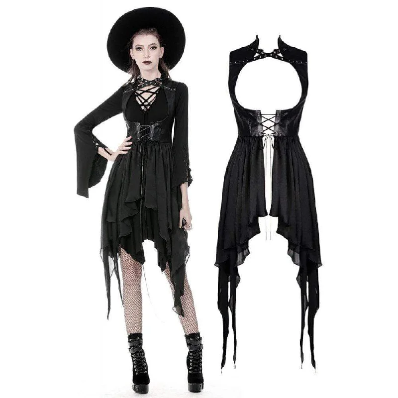 Women's Punk Chiffon Sleeveless Hollowed Chest Irregular Hem Jackets