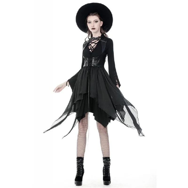 Women's Punk Chiffon Sleeveless Hollowed Chest Irregular Hem Jackets