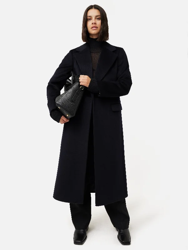 Wool Maxi City Coat | Navy