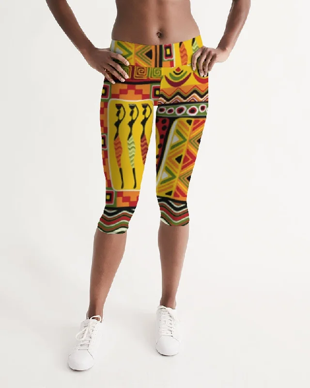 AKH African Mural Art Women's Mid-Rise Capri