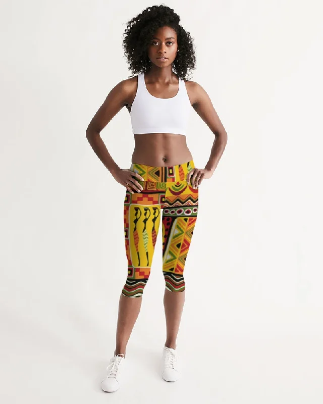 AKH African Mural Art Women's Mid-Rise Capri