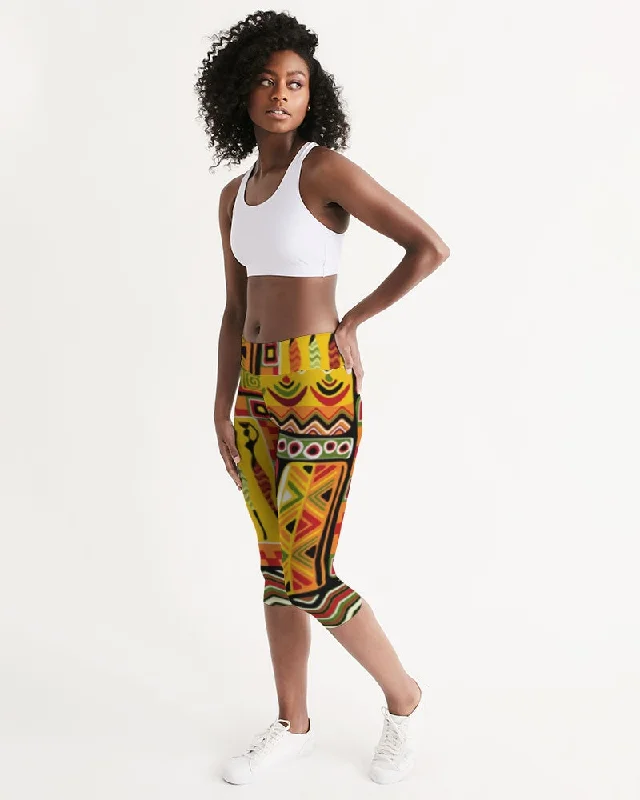 AKH African Mural Art Women's Mid-Rise Capri