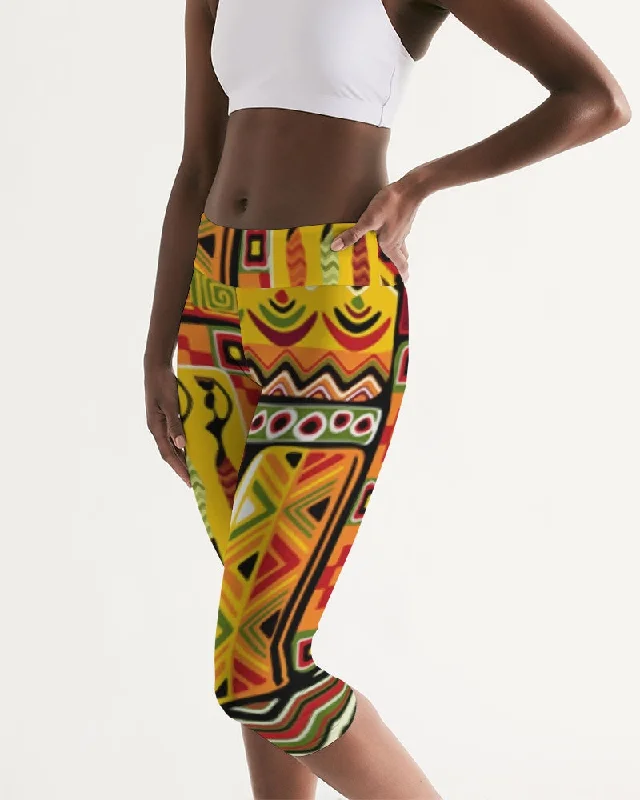 AKH African Mural Art Women's Mid-Rise Capri