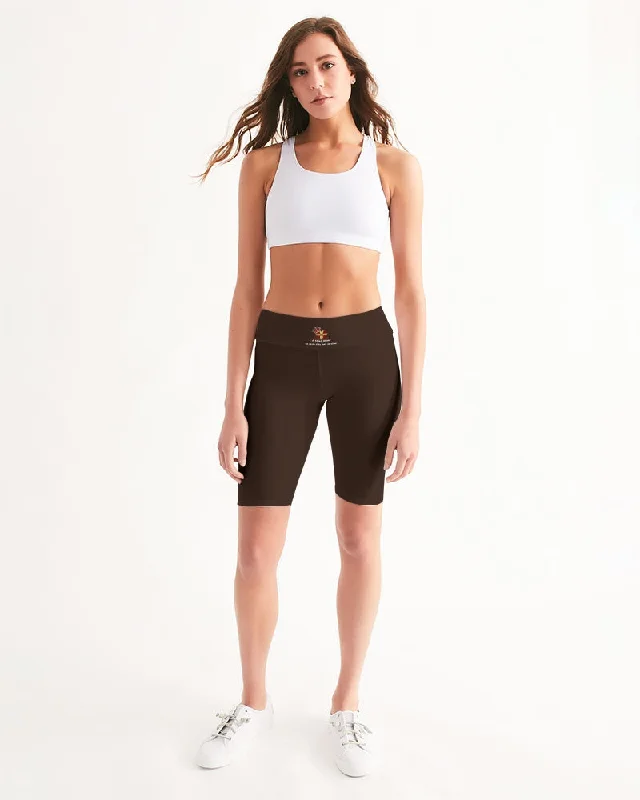 AKH Brown Women's Mid-Rise Bike Shorts