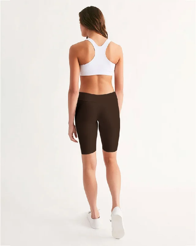 AKH Brown Women's Mid-Rise Bike Shorts