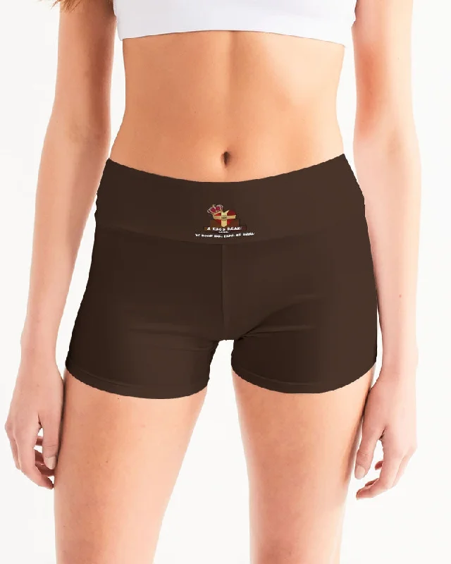 AKH Brown Women's Mid-Rise Yoga Shorts