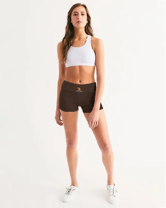 AKH Brown Women's Mid-Rise Yoga Shorts