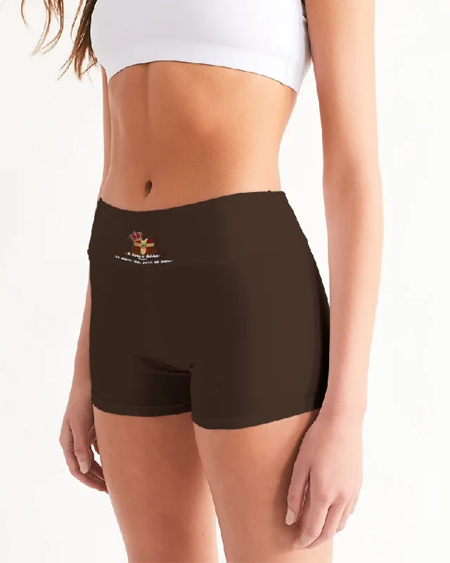 AKH Brown Women's Mid-Rise Yoga Shorts