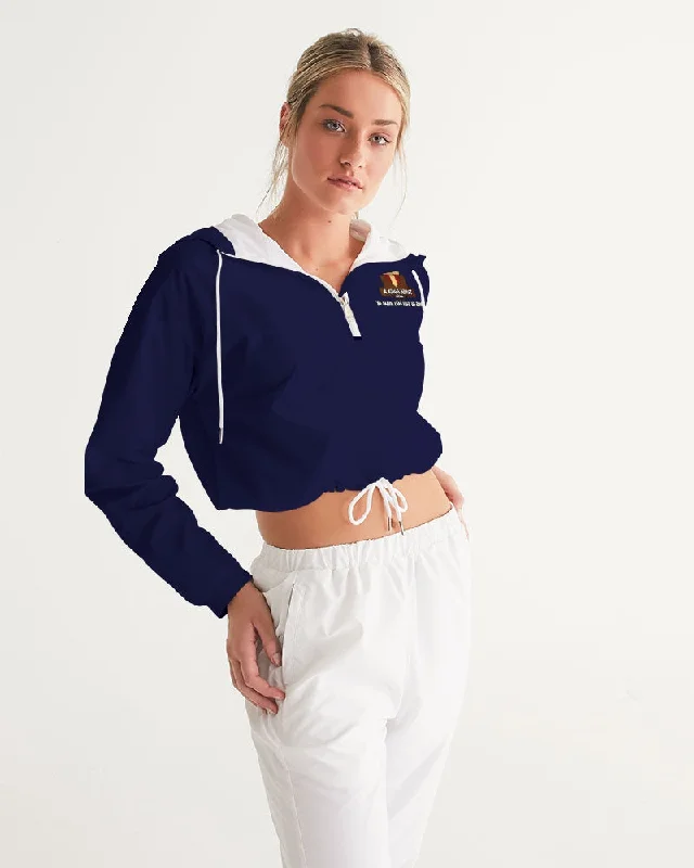 AKH Navy Blue & Black Women's Cropped Windbreaker