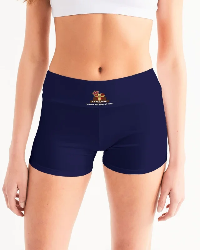 AKH Navy Blue Women's Mid-Rise Yoga Shorts