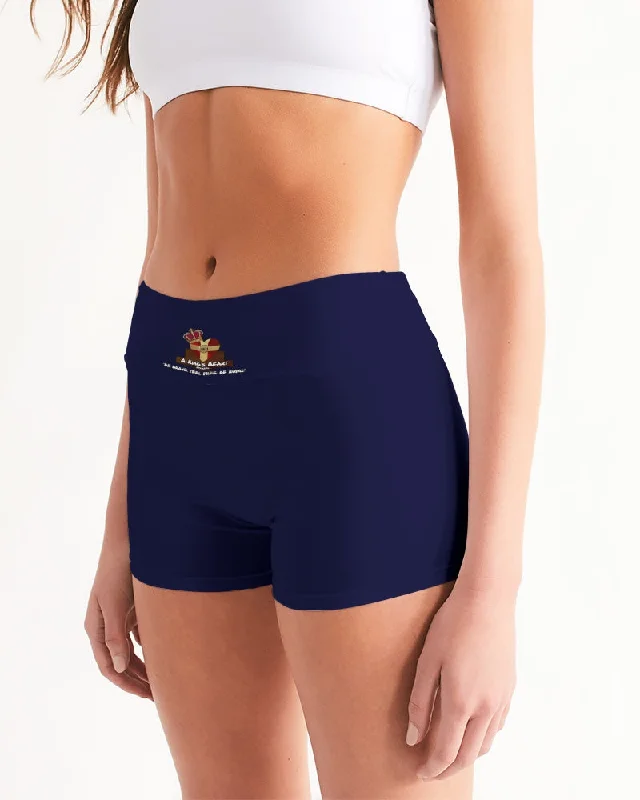 AKH Navy Blue Women's Mid-Rise Yoga Shorts