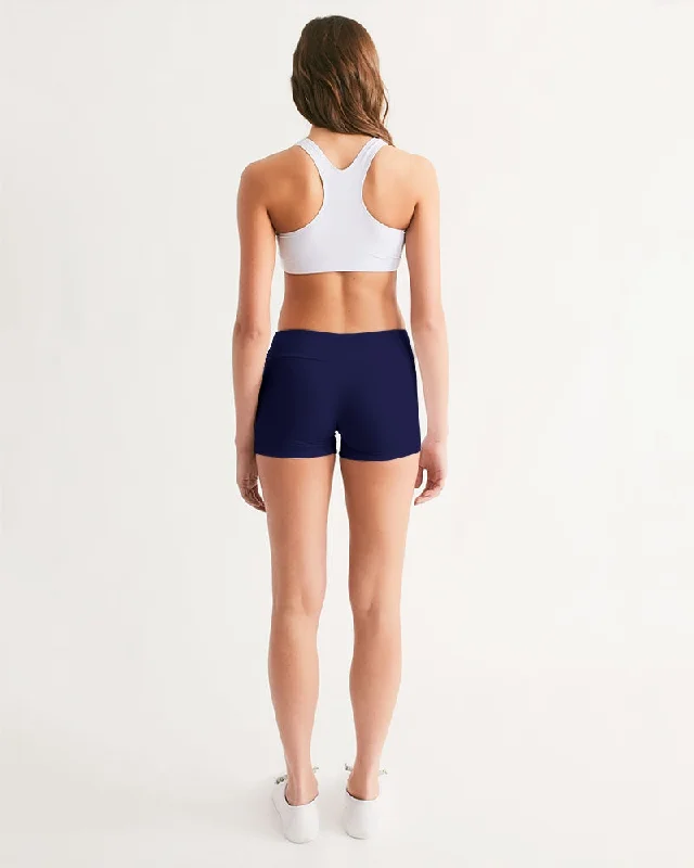 AKH Navy Blue Women's Mid-Rise Yoga Shorts