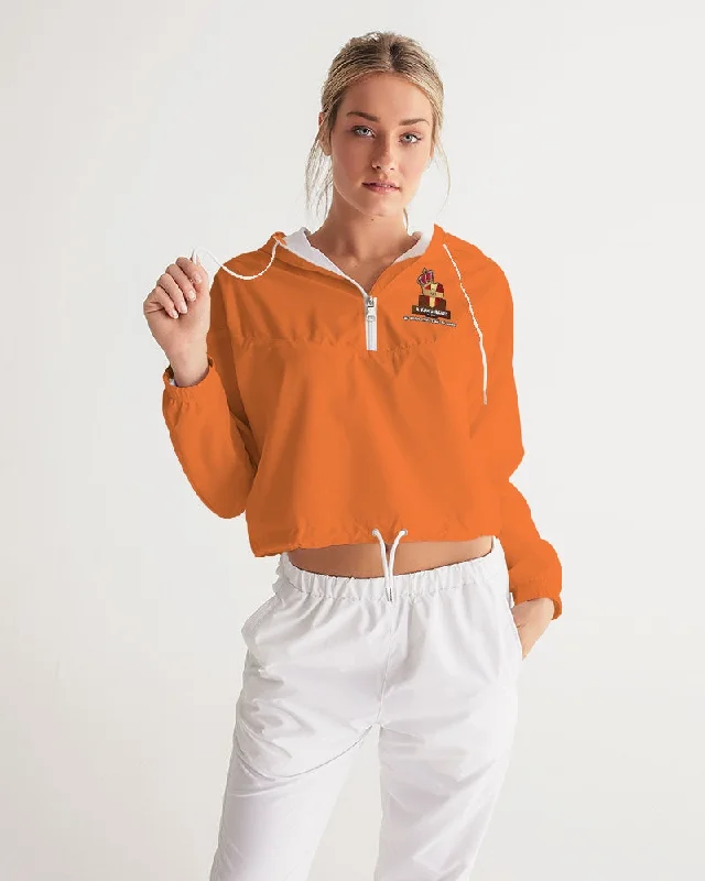 AKH Orange & Black Women's Cropped Windbreaker