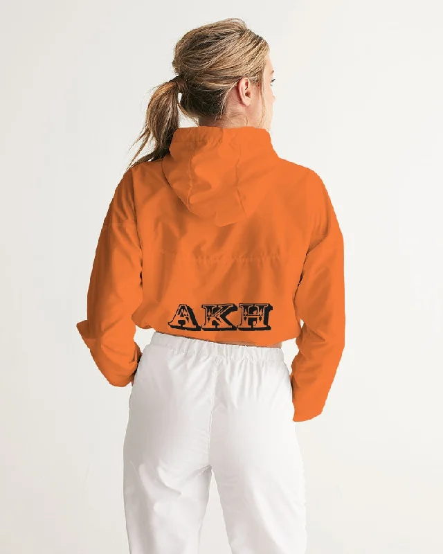 AKH Orange & Black Women's Cropped Windbreaker