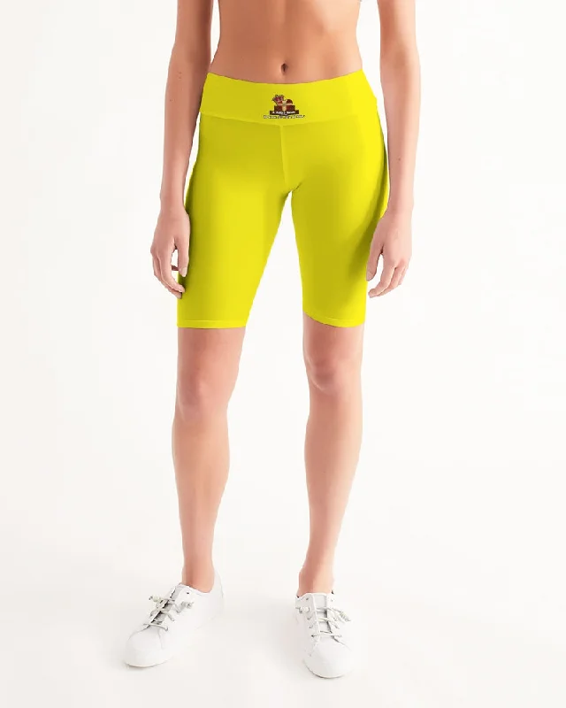 AKH Yellow Women's Mid-Rise Bike Shorts