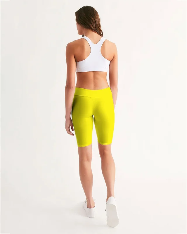 AKH Yellow Women's Mid-Rise Bike Shorts