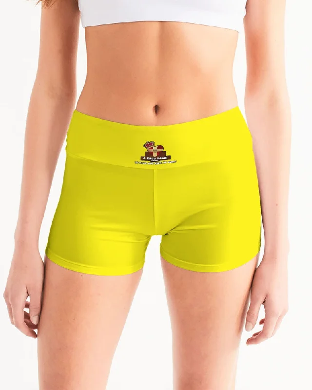 AKH Yellow Women's Mid-Rise Yoga Shorts