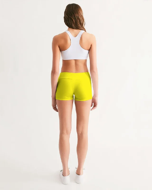 AKH Yellow Women's Mid-Rise Yoga Shorts