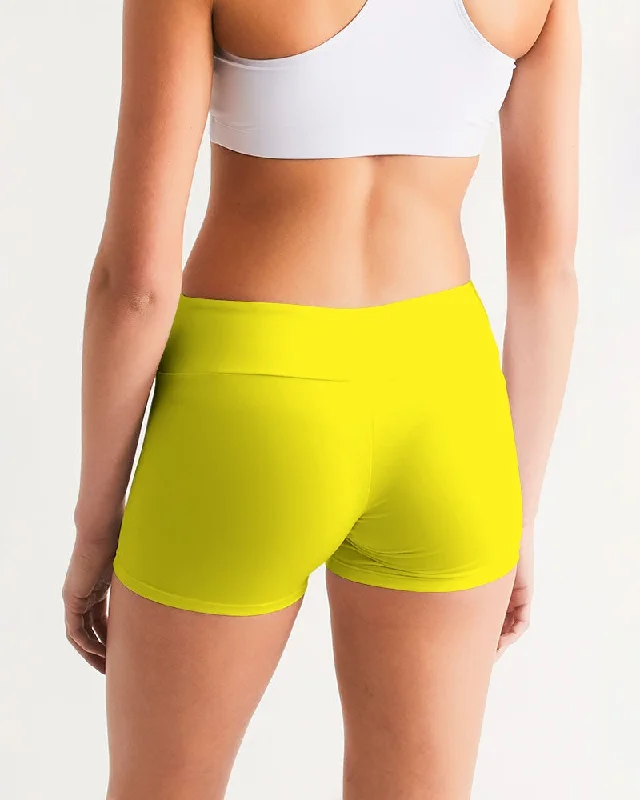 AKH Yellow Women's Mid-Rise Yoga Shorts